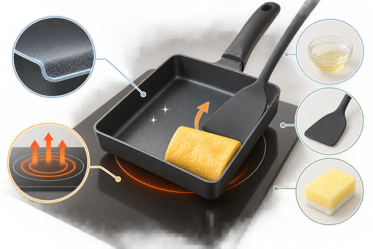 良い玉子焼き器が生活に及ぼすメリット 卵がこびりつきにくく、巻きやすい