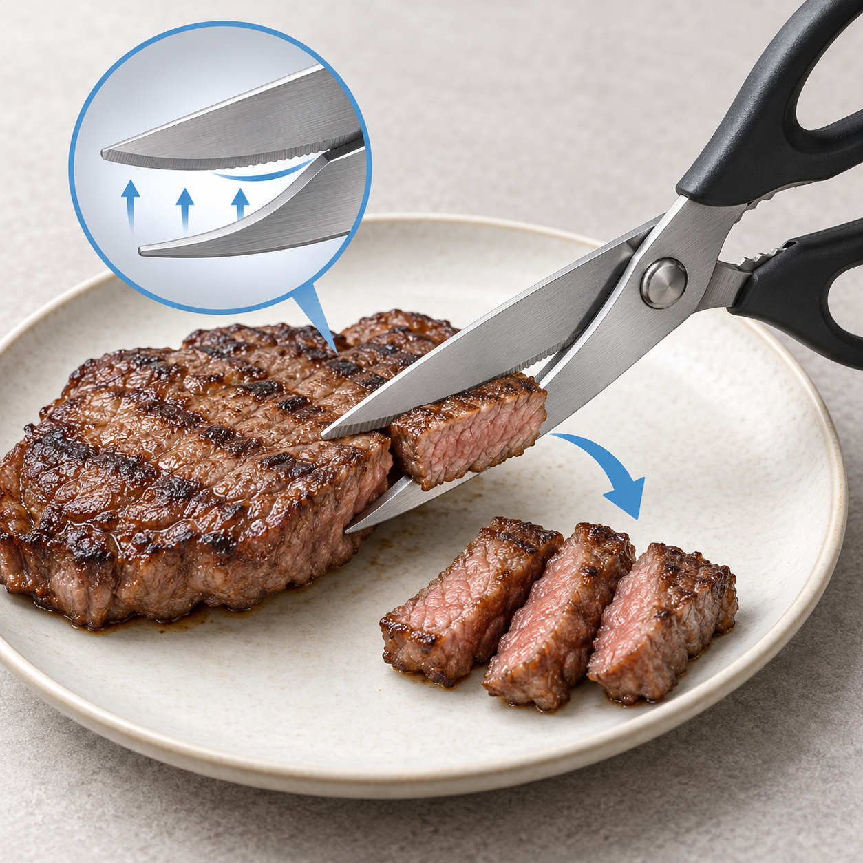 良いキッチンバサミが生活に及ぼすメリット まな板へ移さず食材を切り分ける