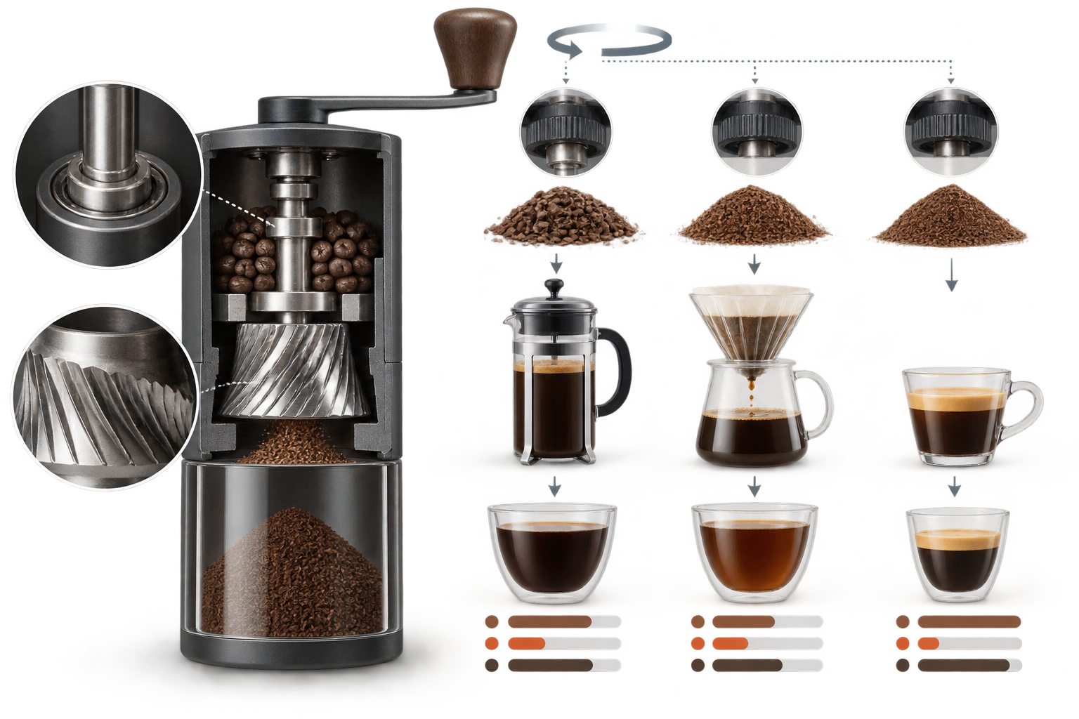 良いコーヒーミルが生活に及ぼすメリット 粒度で味を調整する