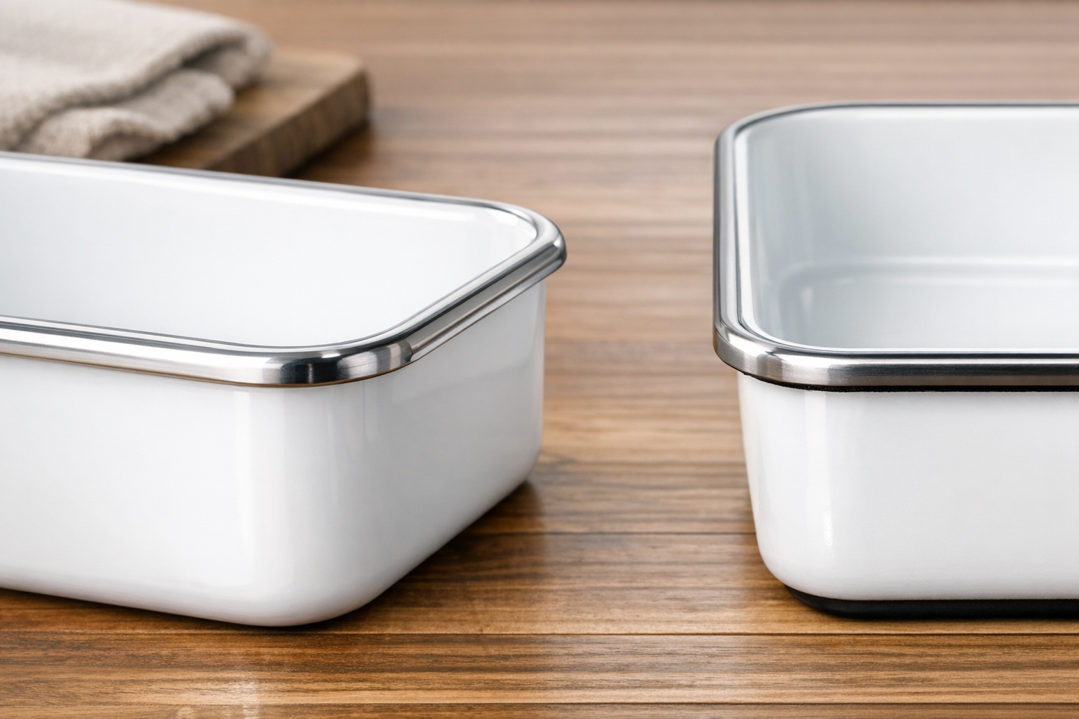 ホーロー容器の質感と端面のディテール