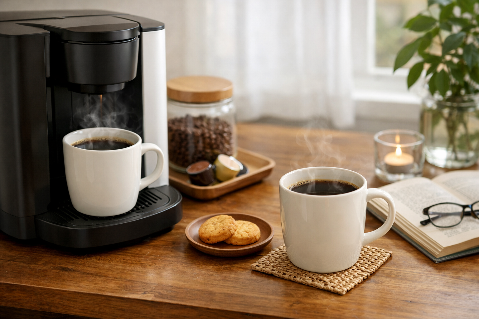 淹れたてのコーヒーでリラックスするひととき