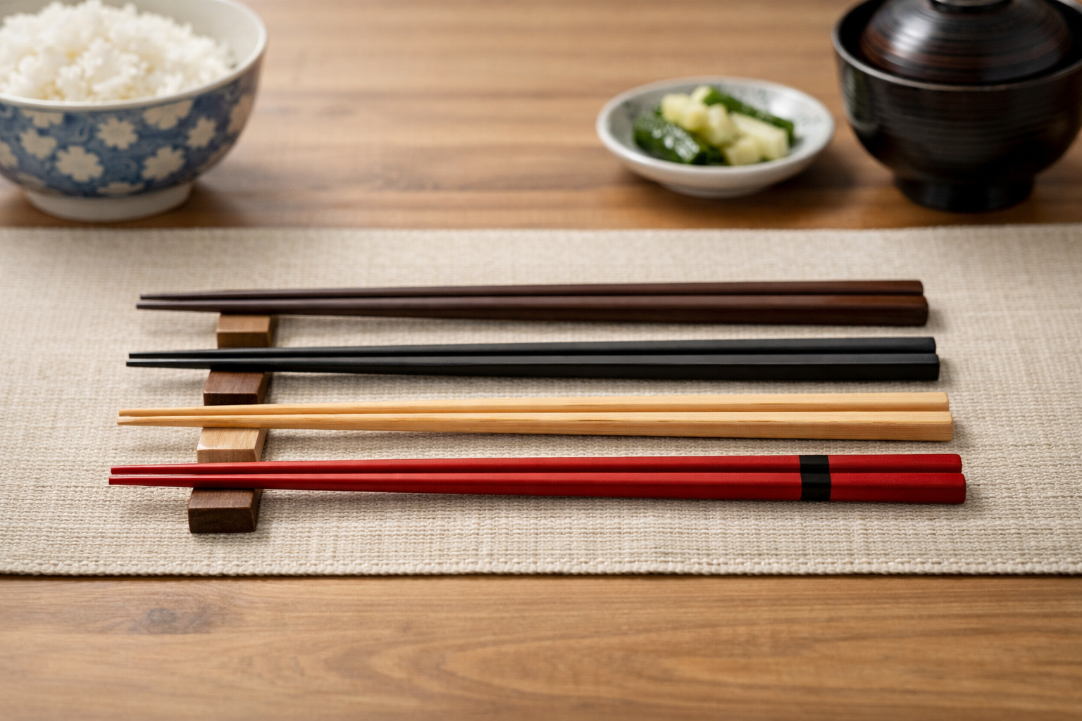 綺麗に揃えられた箸:日本の食卓の美しさ