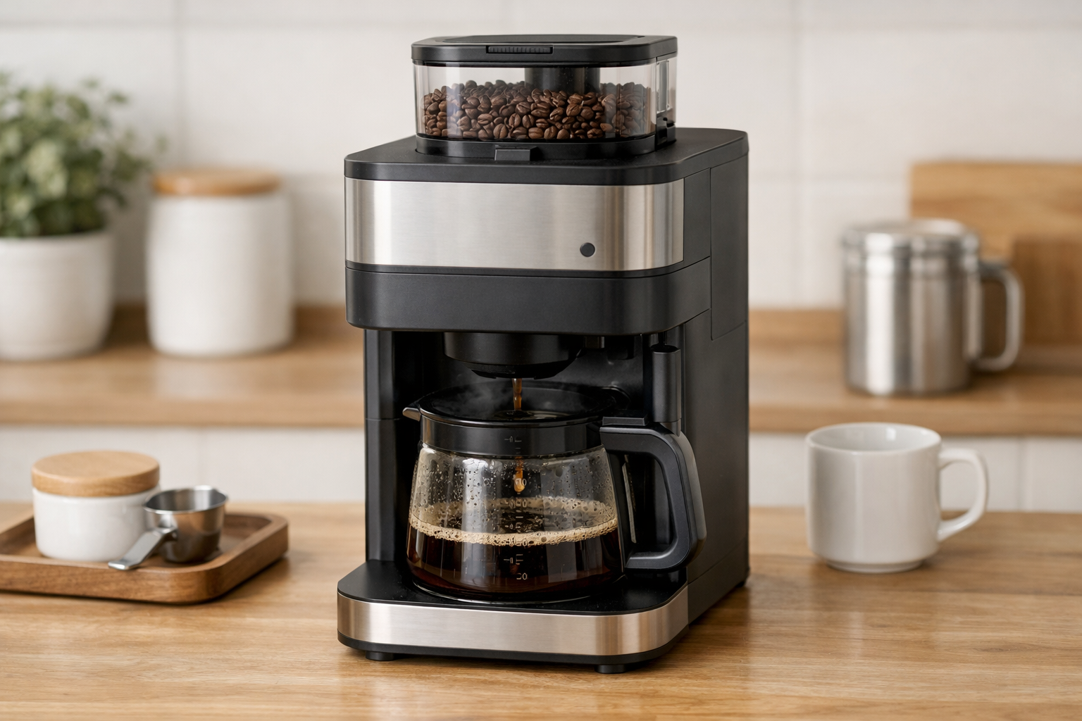 無印良品の豆から挽けるコーヒーメーカーの抽出シーン