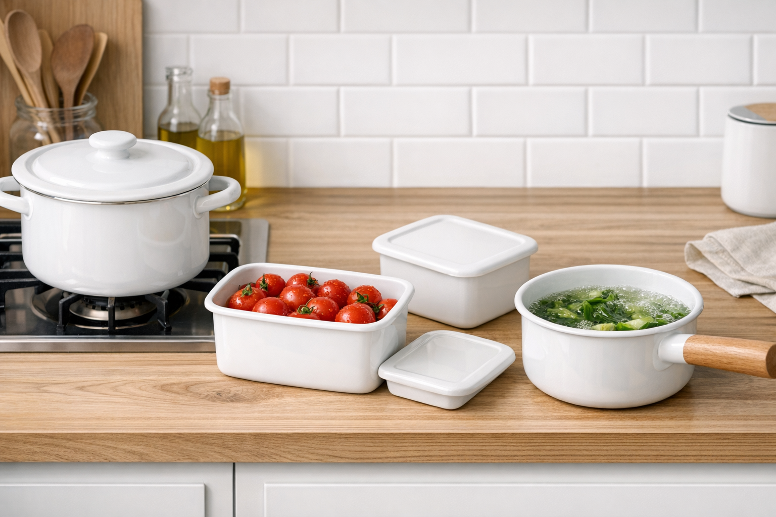 野田琺瑯の美しい佇まいとキッチンでの使用シーン