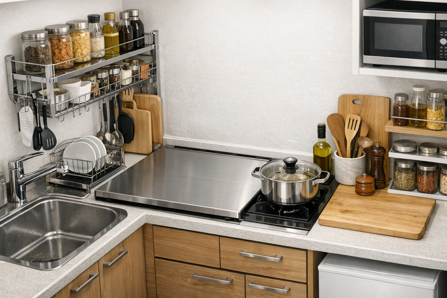 整理整頓され、使いやすくなった理想的な狭小キッチン