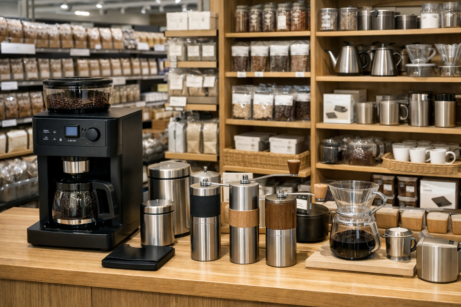 無印良品の店舗のコーヒー関連用品売り場