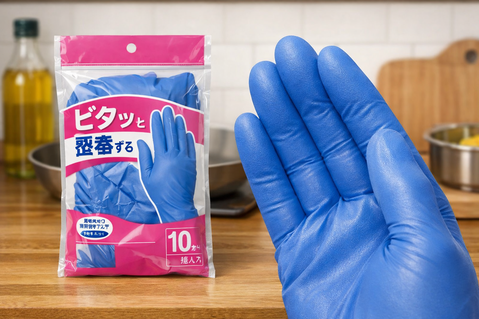 ダイソーの「ピタッ」と密着するタイプの手袋のパッケージと素材感