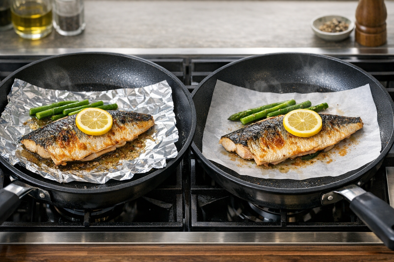 フライパンで魚を焼くならアルミホイルとクッキングシートどっち?失敗しない焼き方と注意点のイメージ