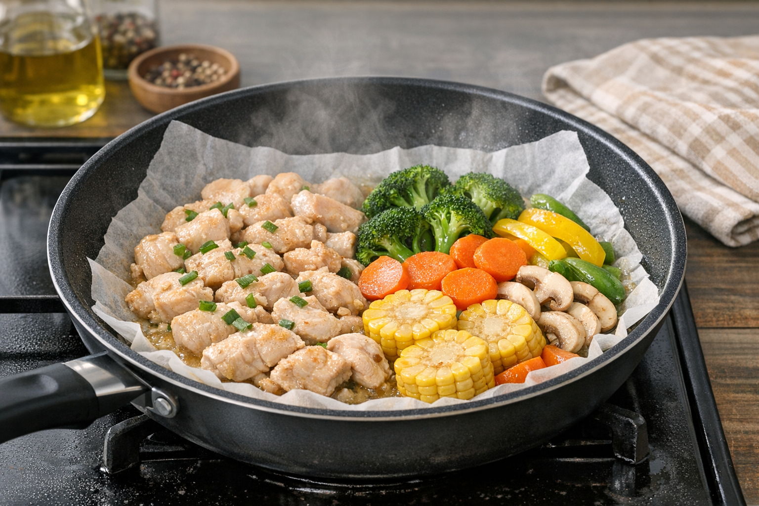 フライパンで蒸し料理を行うやり方と道具の性質を活かしたコツを解説