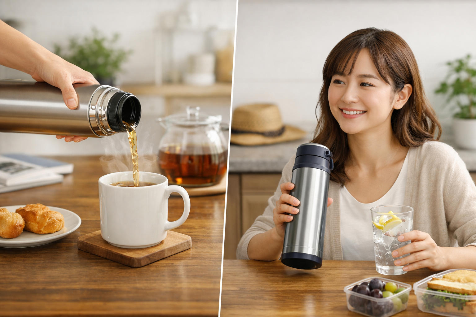 魔法瓶を使いこなして豊かな生活を送るイメージ