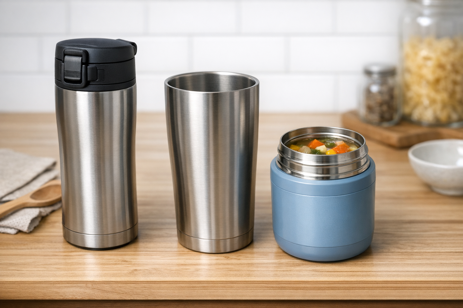 ステンレスマグ、タンブラー、スープジャーなど異なる用途の製品比較