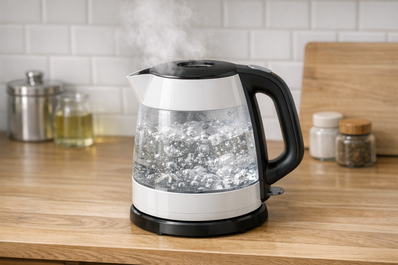 ティファール（T-fal）の電気ケトルを満水にして沸騰させている様子