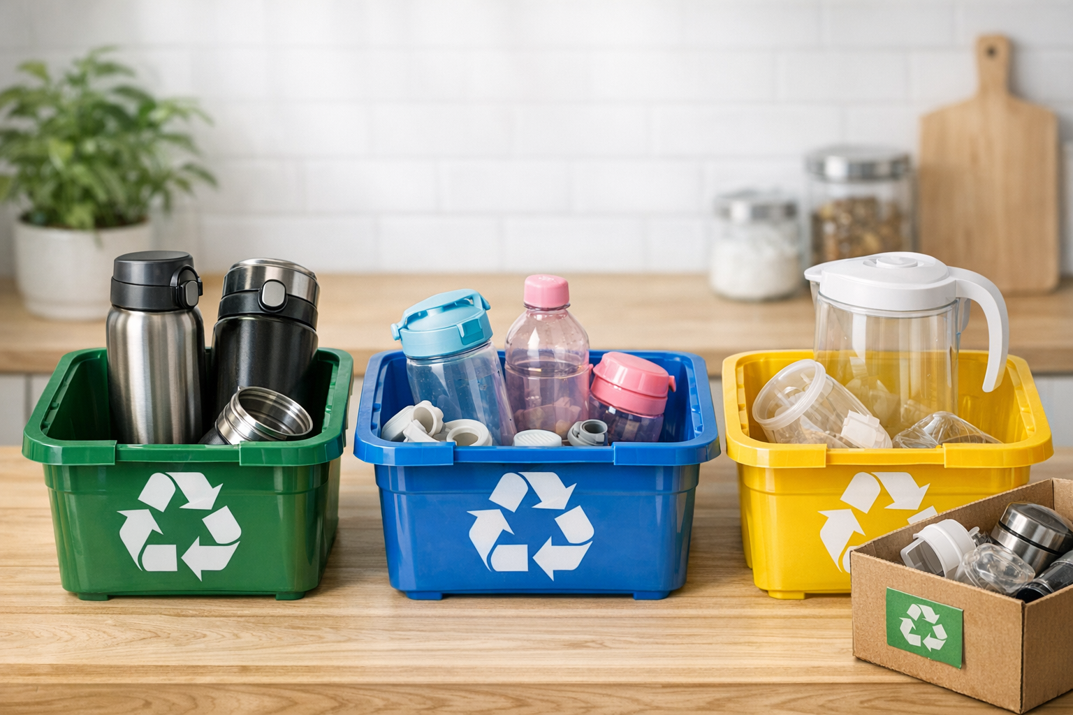 水筒の分別やリサイクルを連想させる画像